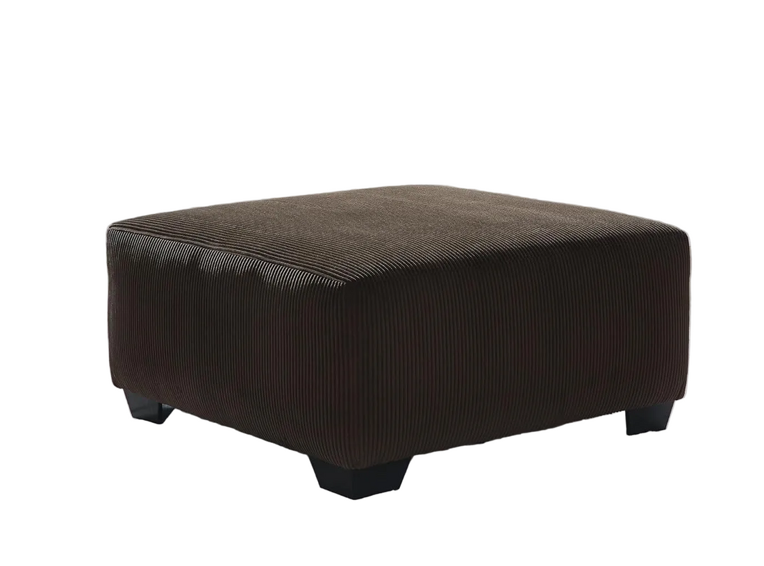 Dark Brown Textured Stripe Oversized Ottoman