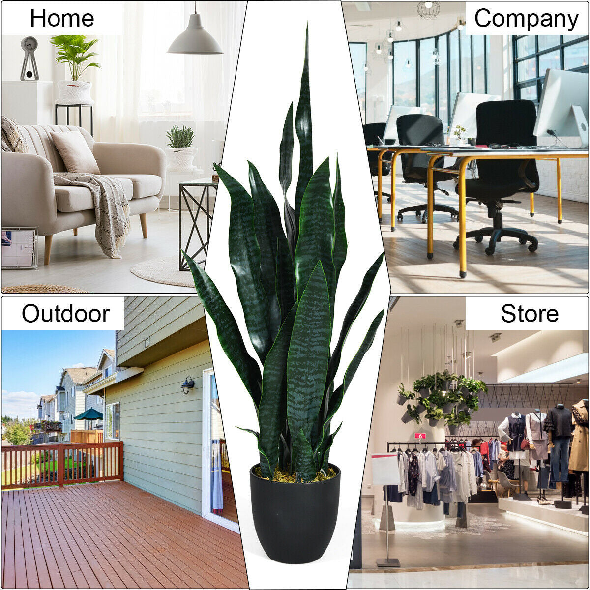 35.5 Inch Indoor-Outdoor Artificial Snake Plant