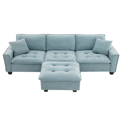 Modern Reversible Sofa Sectional in Sky Blue
