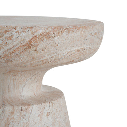 Outdoor/Indoor Lightweight Concrete Side Table in Travertine Finish