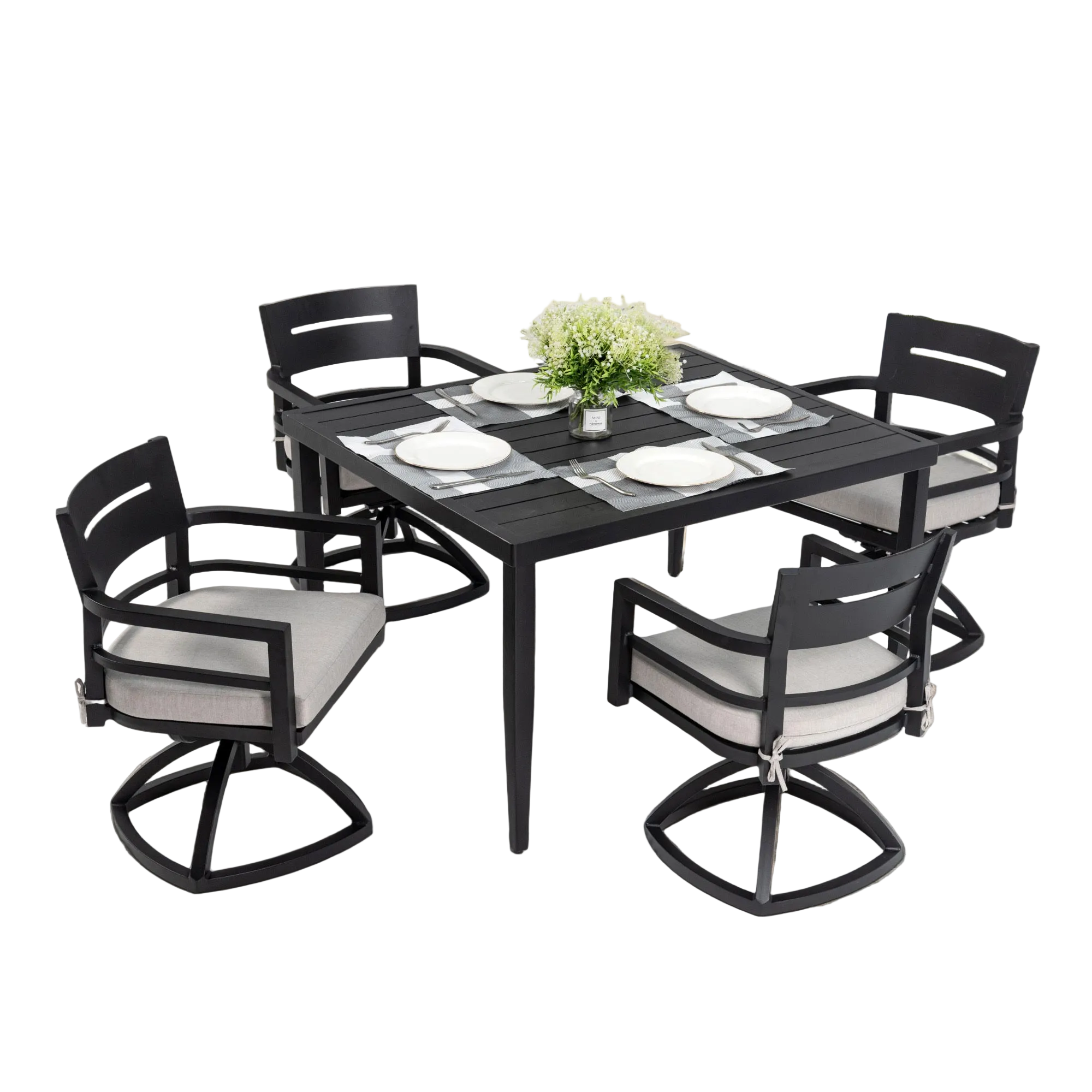 5-Piece Outdoor Aluminum Dining Set - Ember Black