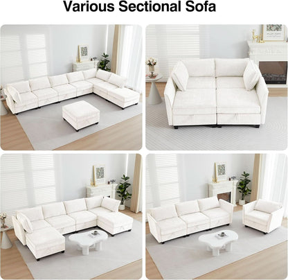 Beige Modular Sectional Sofa w/ Storage