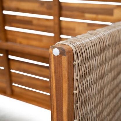 Outdoor Acacia Wood Dining Table - Teak + Light Brown Wicker