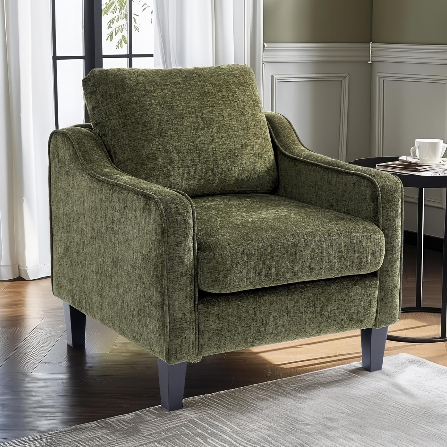 Compact Chenille Accent Chair With Removable Cover