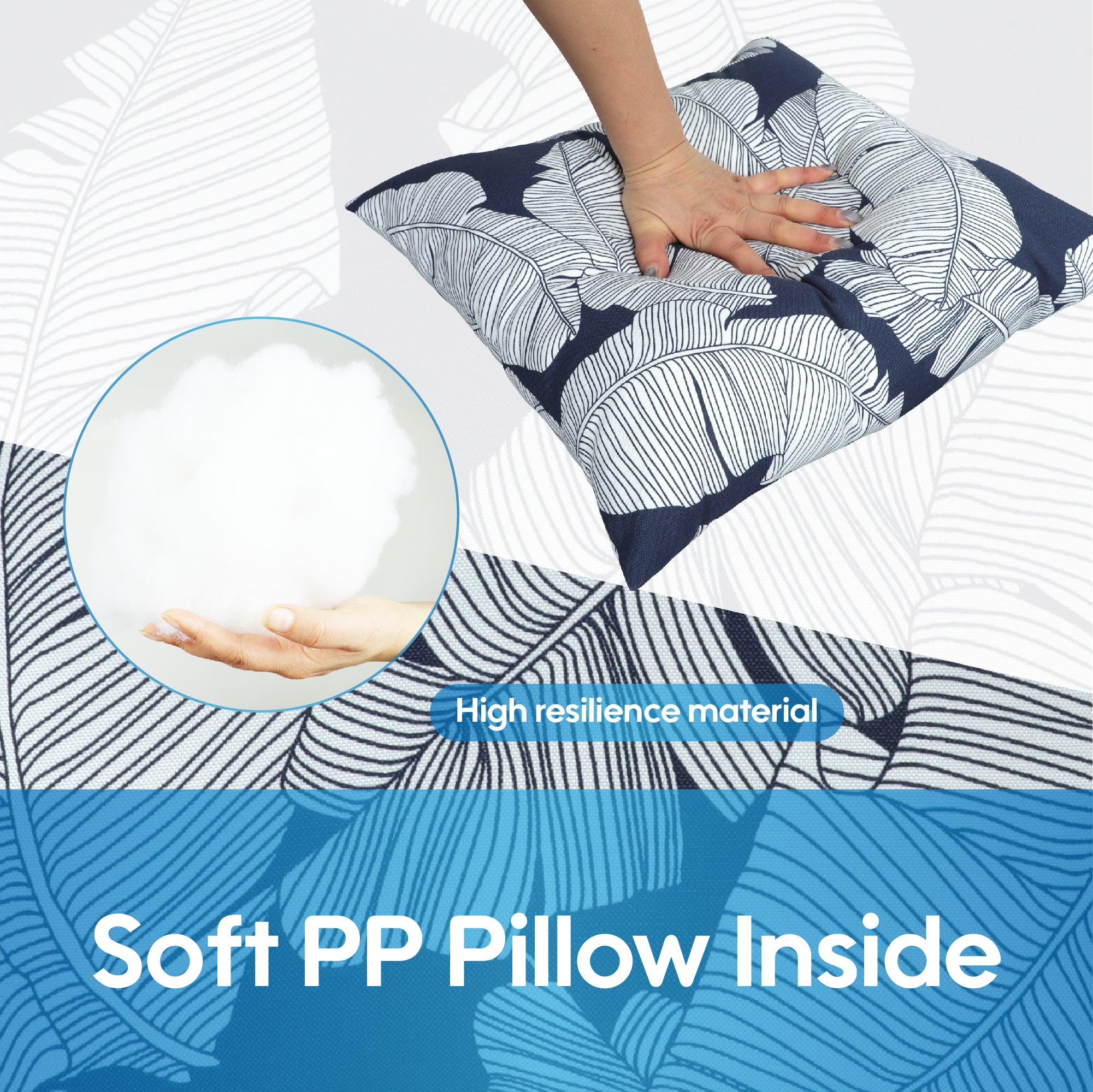 2 Pack Outdoor Throw Pillows - 18x18 Blue Leaf