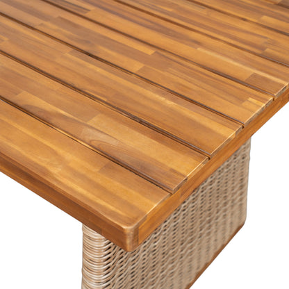 Outdoor Acacia Wood Dining Table - Teak + Light Brown Wicker