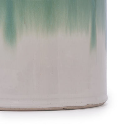 Set of 2 Gradient Ceramic Flowerpots - White/Green