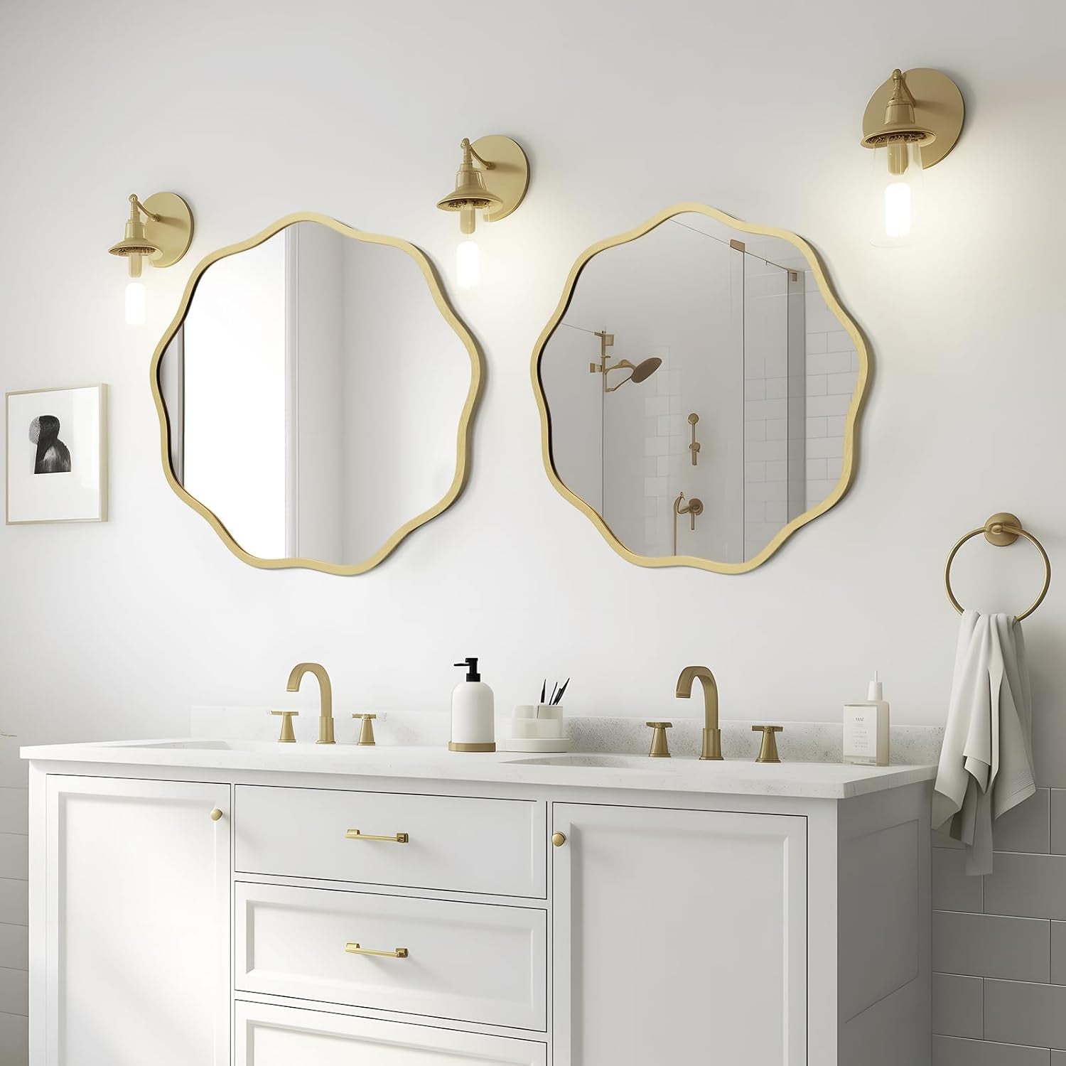 Gold Round Wall Mirror 20 Inch Decorative Home Accent