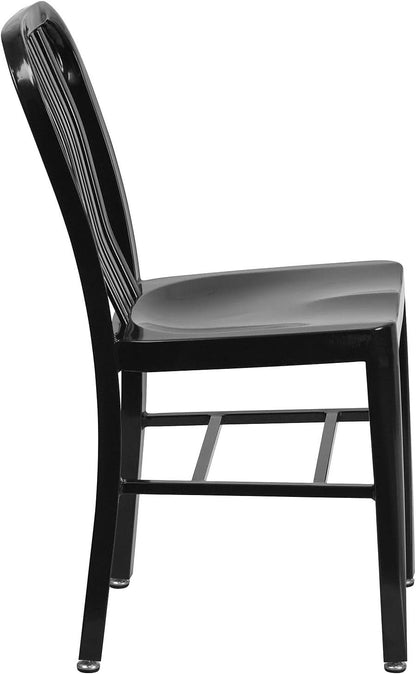 Commercial Grade Black Metal Indoor/Outdoor Dining Chair