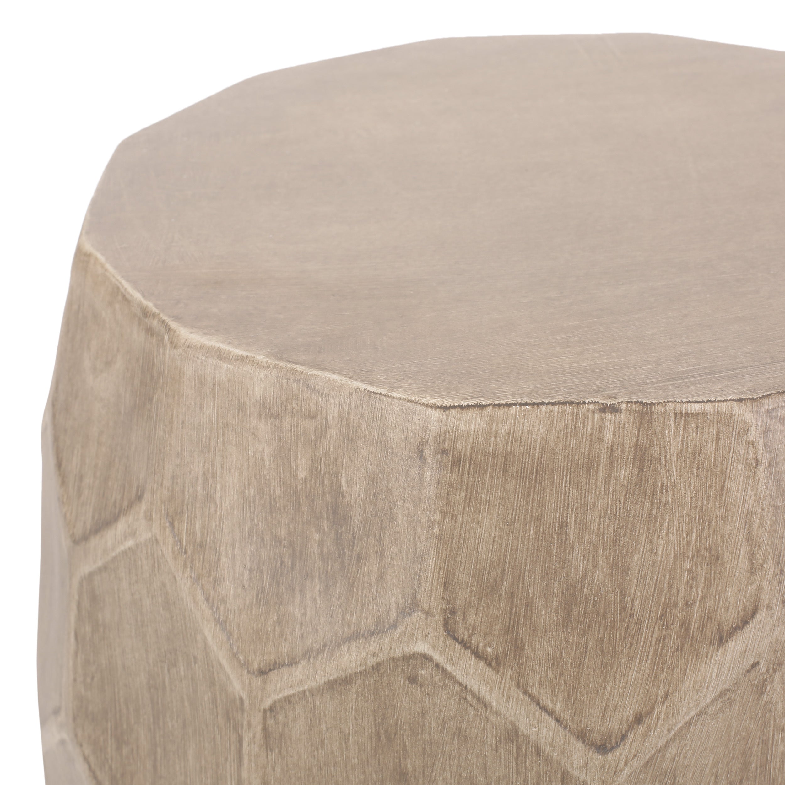 Outdoor Lightweight Concrete Side Table with Honeycomb Pattern in Natural Finish