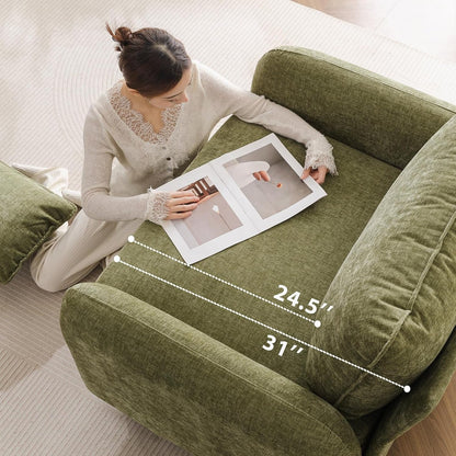 Oversized Accent Chair With Storage in Green Chenille