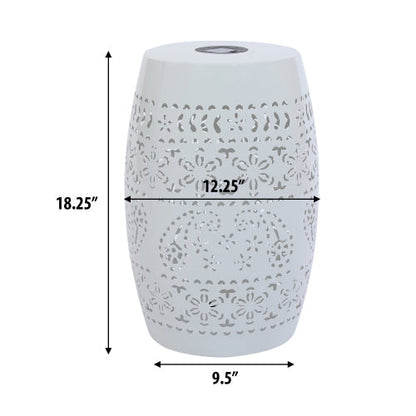 Outdoor Side Table with Built-in Solar Battery - White