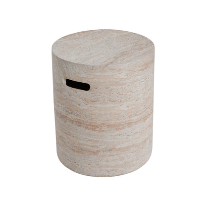 Indoor/Outdoor Concrete Side Table with Travertine Finish