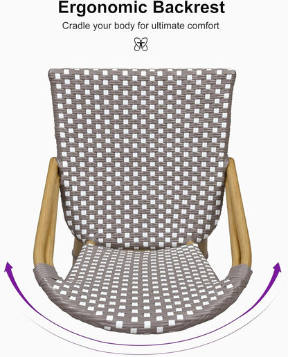 French Style Indoor/Outdoor Rattan Bar Stools - 2 Piece Set, Gray