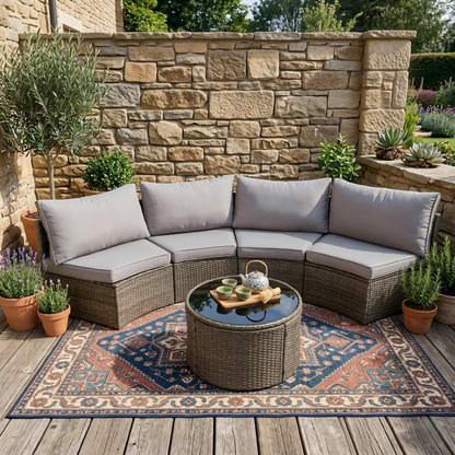Curved Rattan Outdoor Conversation Set