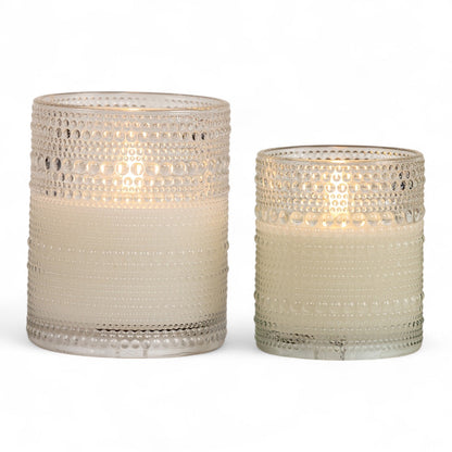 Clear Hobnail Glass 3D Flame LED Candles - 2 Sizes