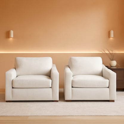 47 Inch Wide Ivory Upholstered Contemporary Armchair
