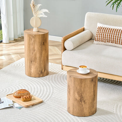 Modern Minimalist Set of Two Cylinder Coffee Tables