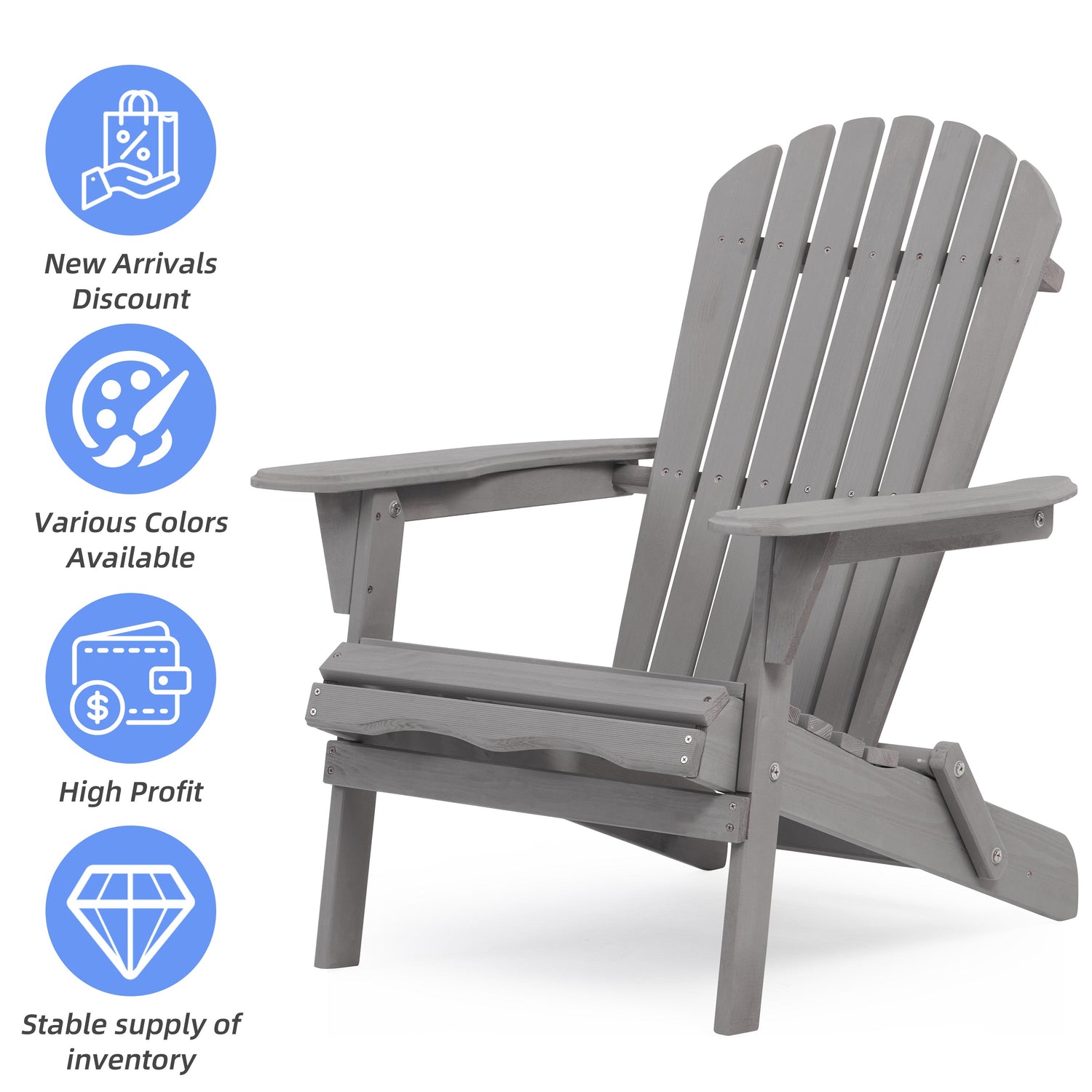 Classic Gray Cedar Wood Adirondack Chairs - Set of 2