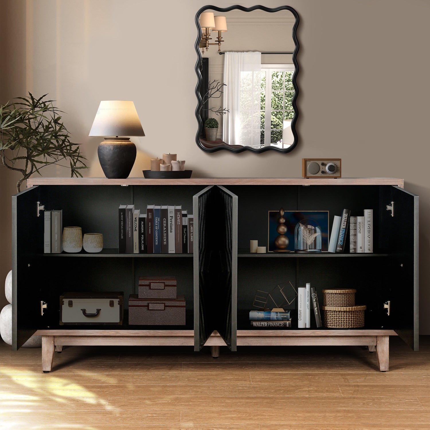 Two-Tone Mid Century Diamond Sideboard - 60"