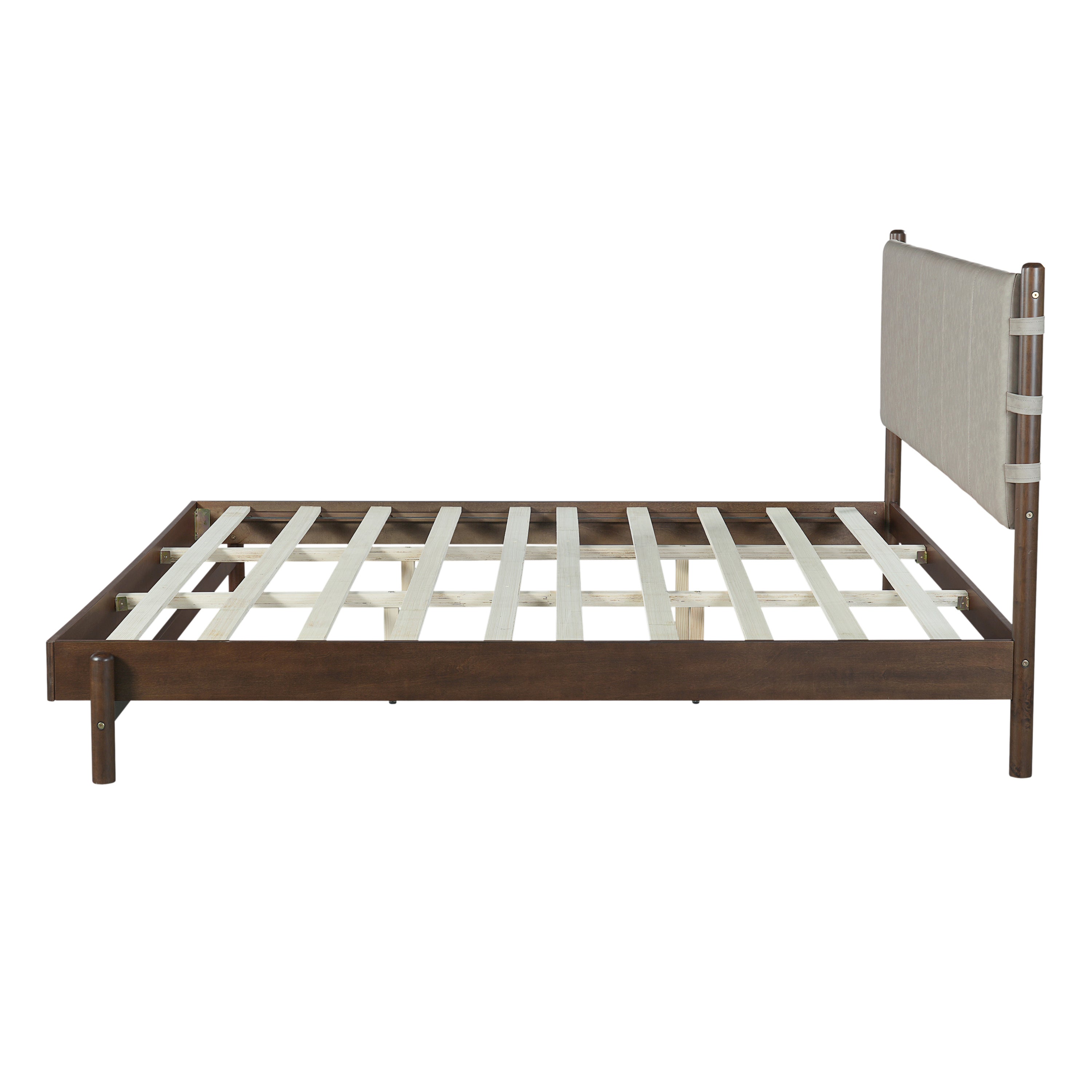 Modern King Bed Frame Set with 2 Nightstands - Gray/Walnut