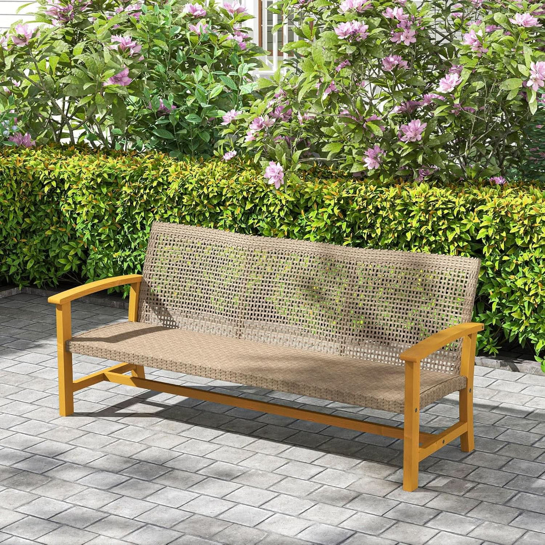 Spacious Wicker Outdoor Couch for Three