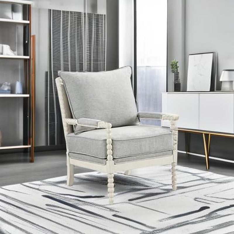 Spindle Accent Chair Smoke Grey Textured Upholstery