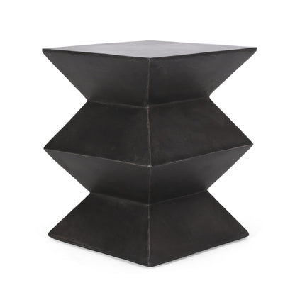 Indoor/Outdoor Lightweight Concrete Side Table in Metal Finish