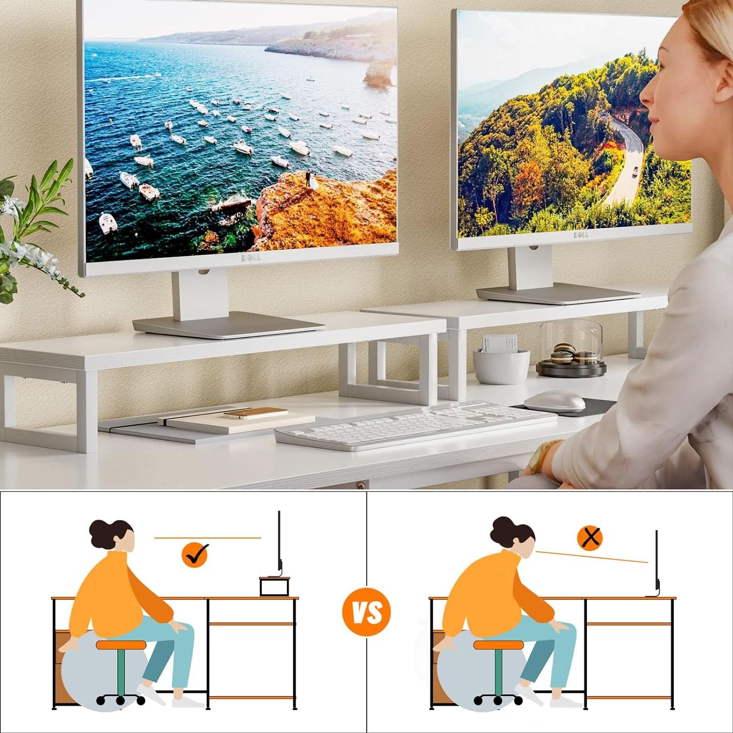 White 59" Corner Workstation with Power Outlets