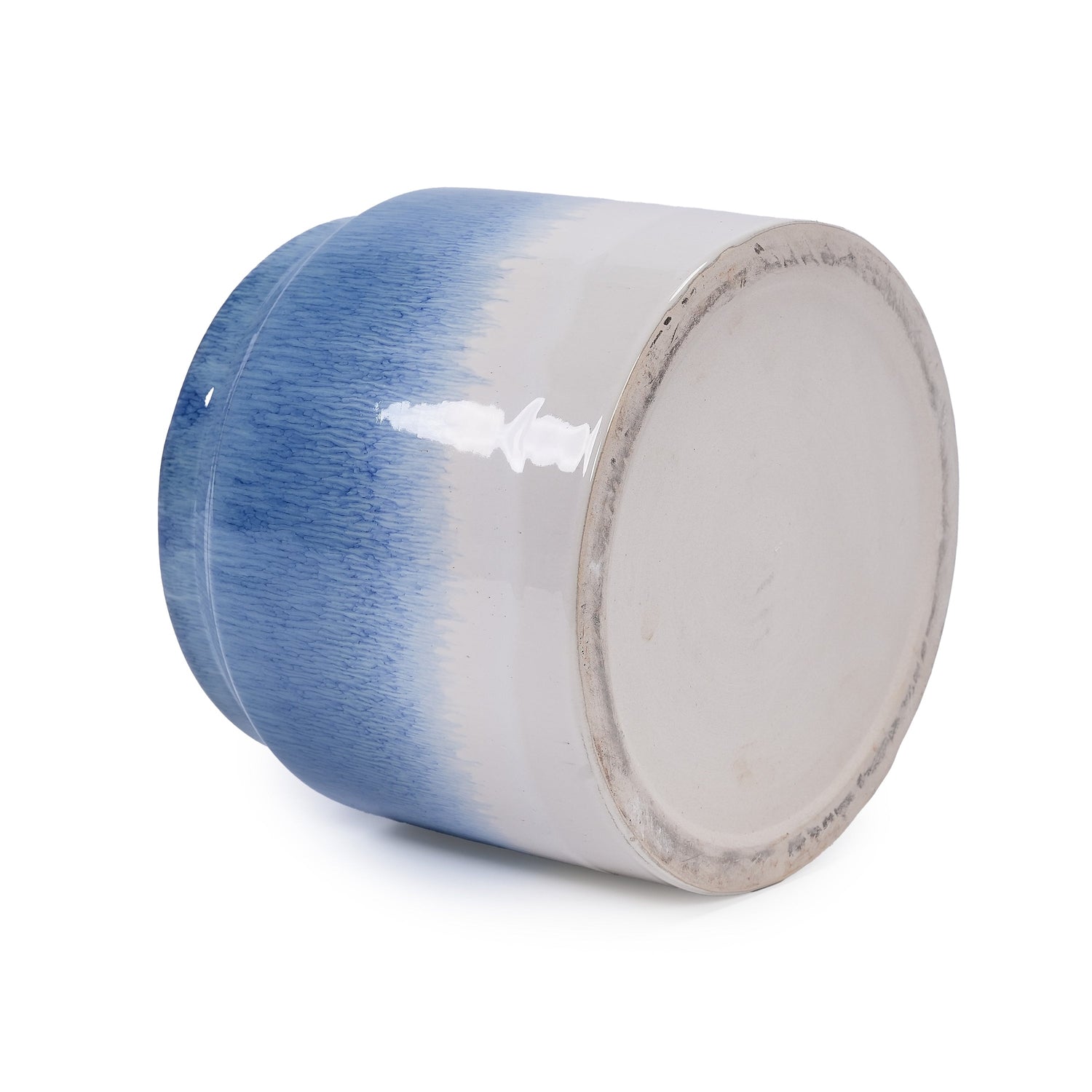 Set of 2 Gradient Ceramic Flowerpots - White/Blue
