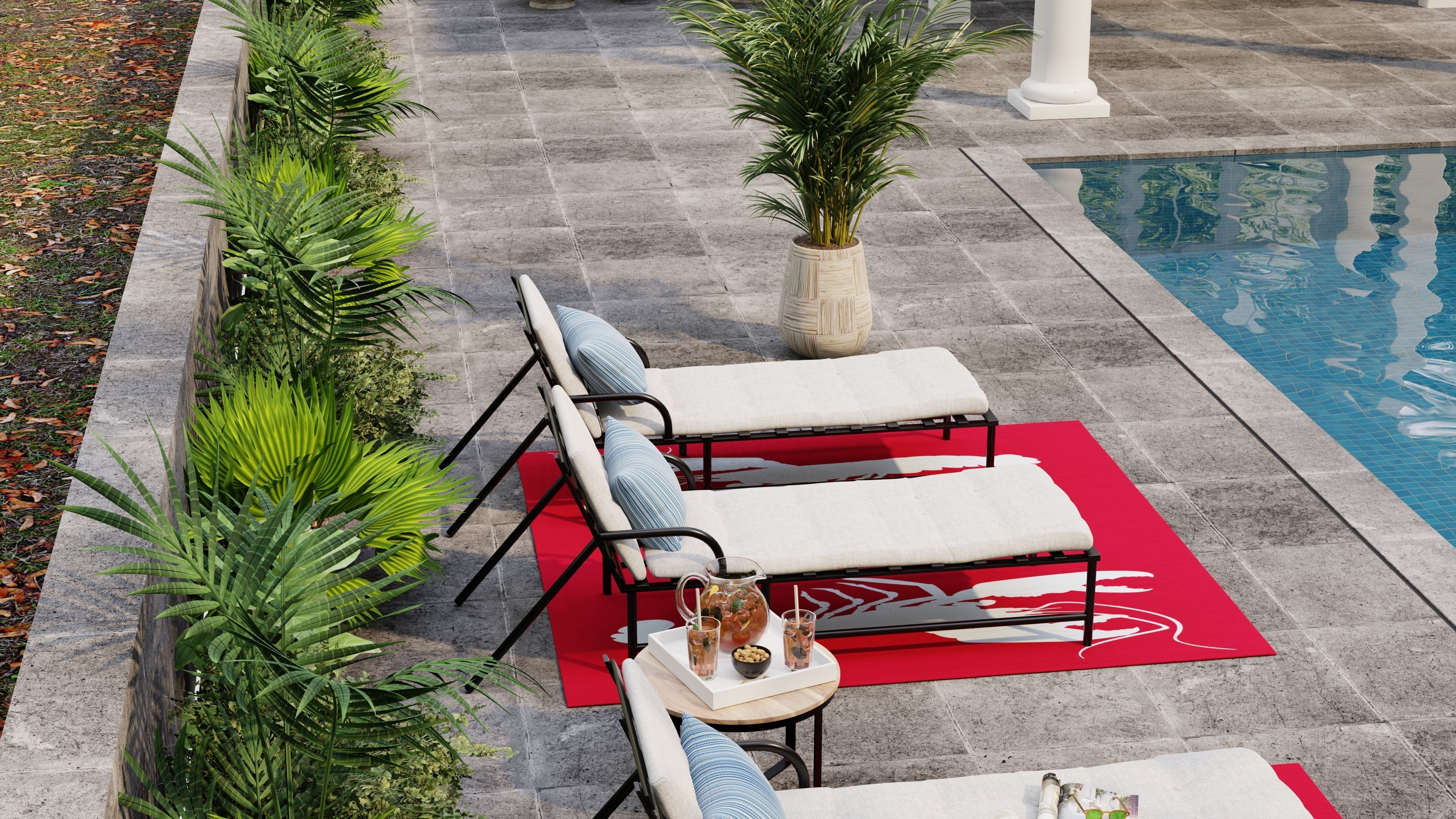 Double Lobster Red &amp; Aqua Outdoor Mat