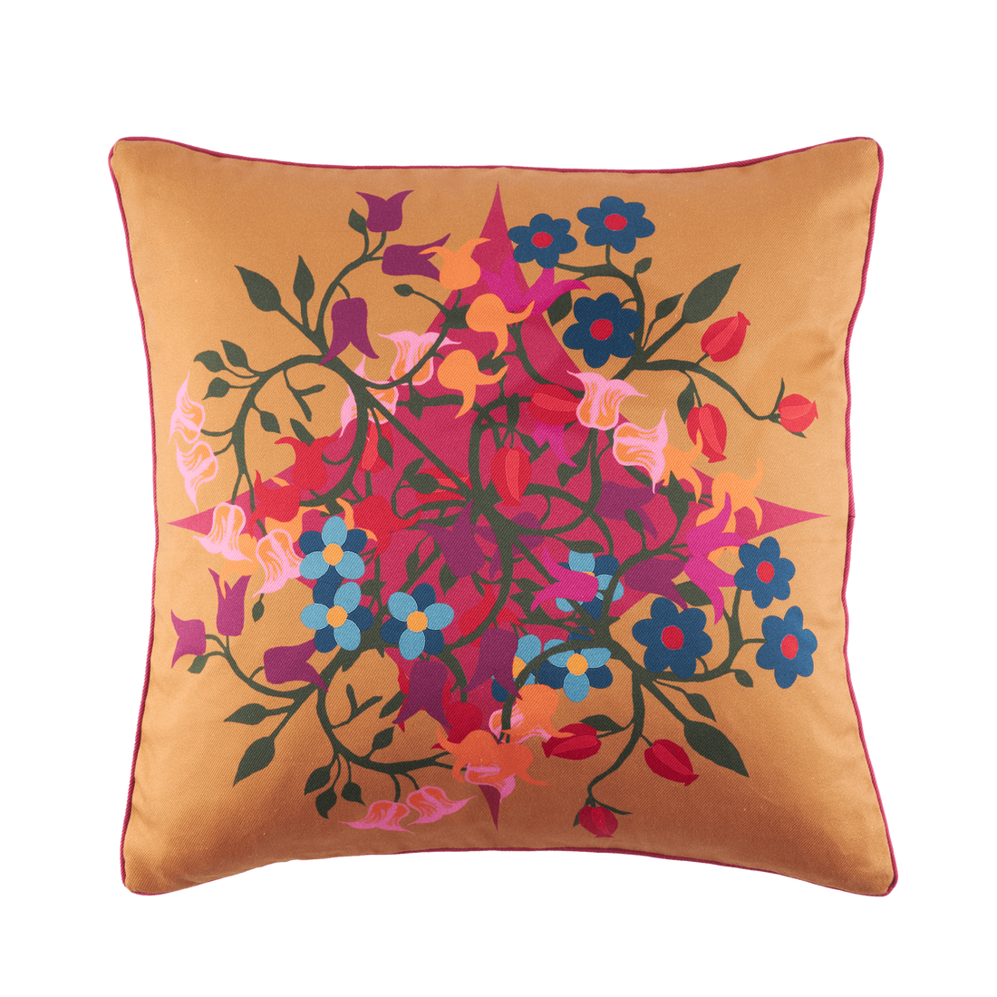 Square Pillow Cover Blumen Orange