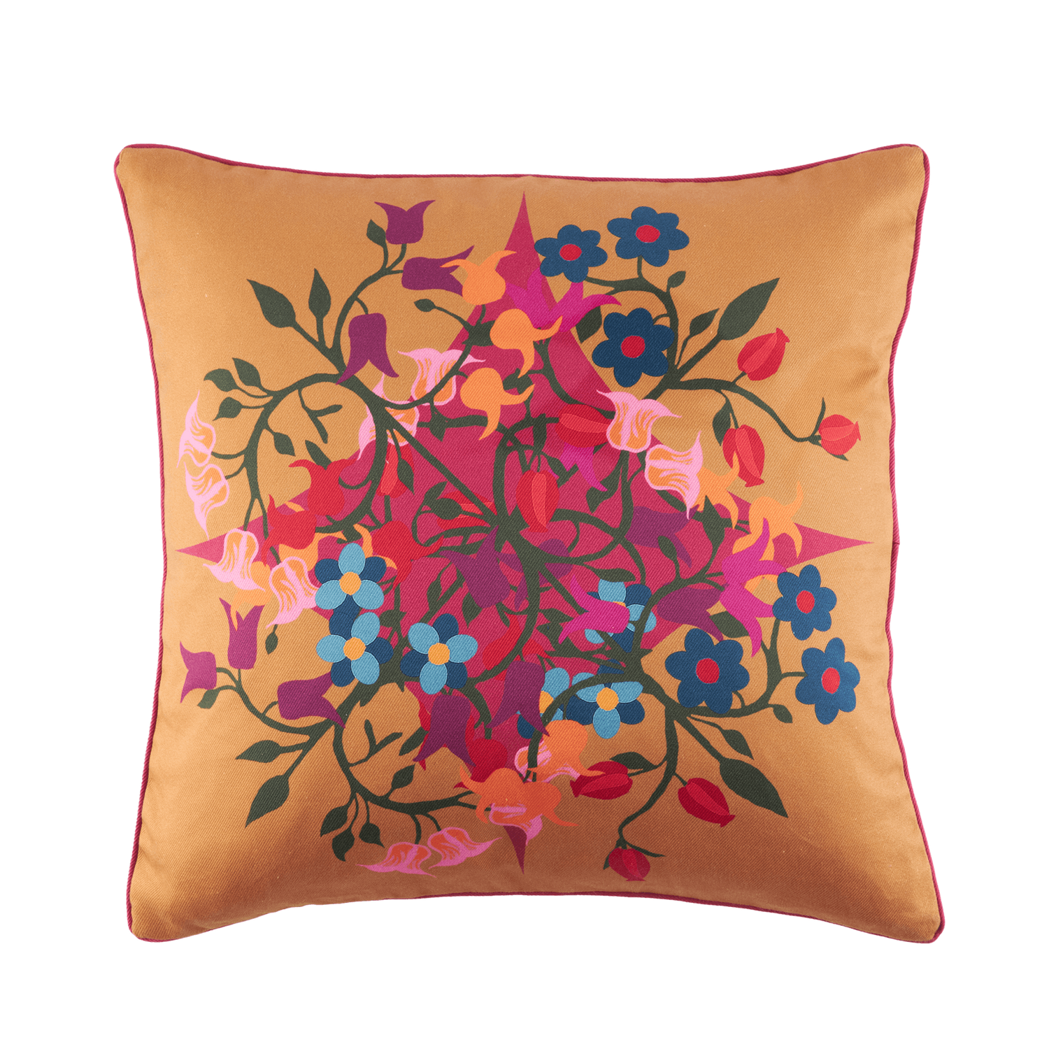 Square Pillow Cover Blumen Orange