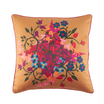 Square Pillow Cover Blumen Orange