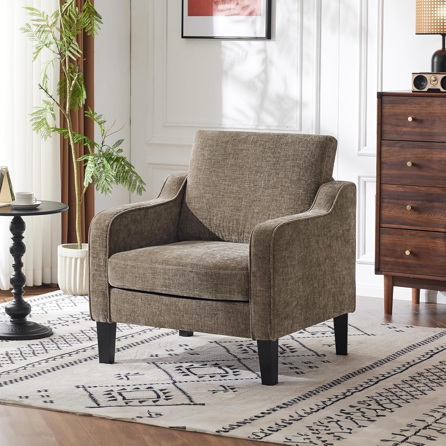 Light Brown Upholstered Living Room Armchair