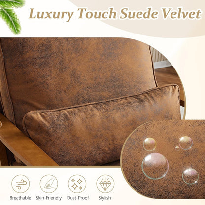 Mid-Century Modern Suede Upholstered Accent Chair - Set of 2