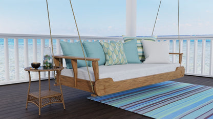 Stripes Grey &amp; Aqua Reversible Outdoor Mat
