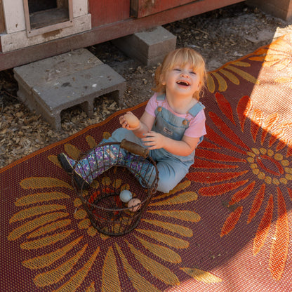 Daisy Orange/Rust Reversible Outdoor Mat