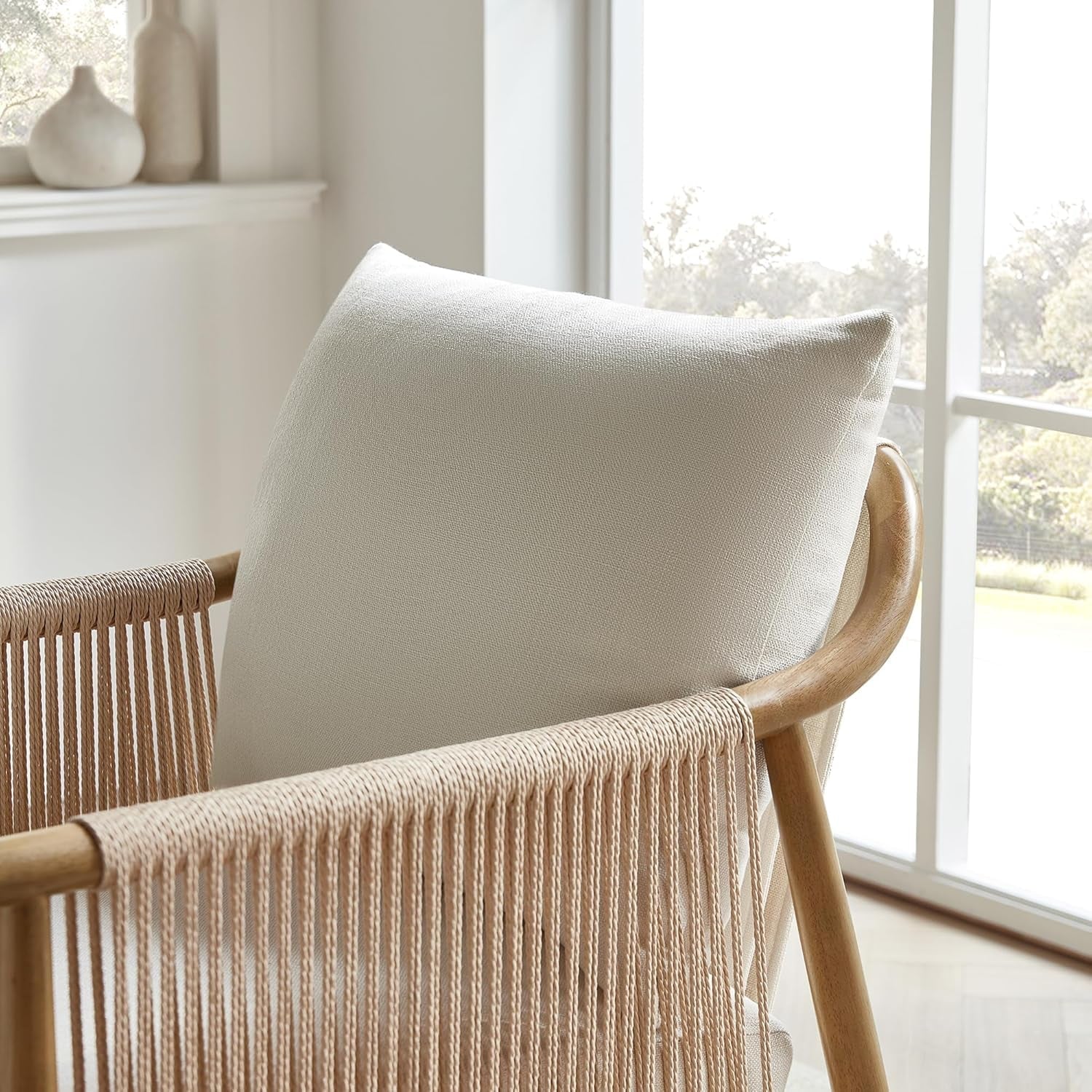Cream Braided Accent Chairs - Set Of 2
