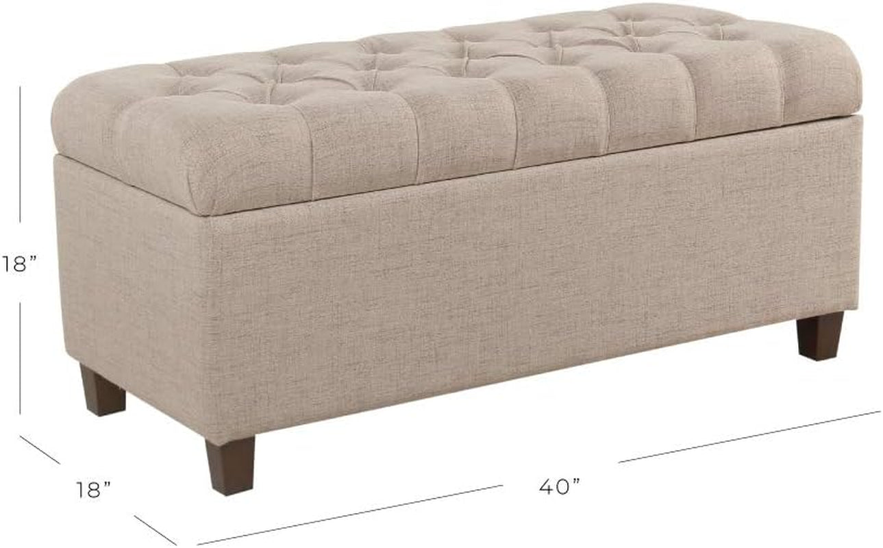 Tufted Storage Ottoman Bench in Beige