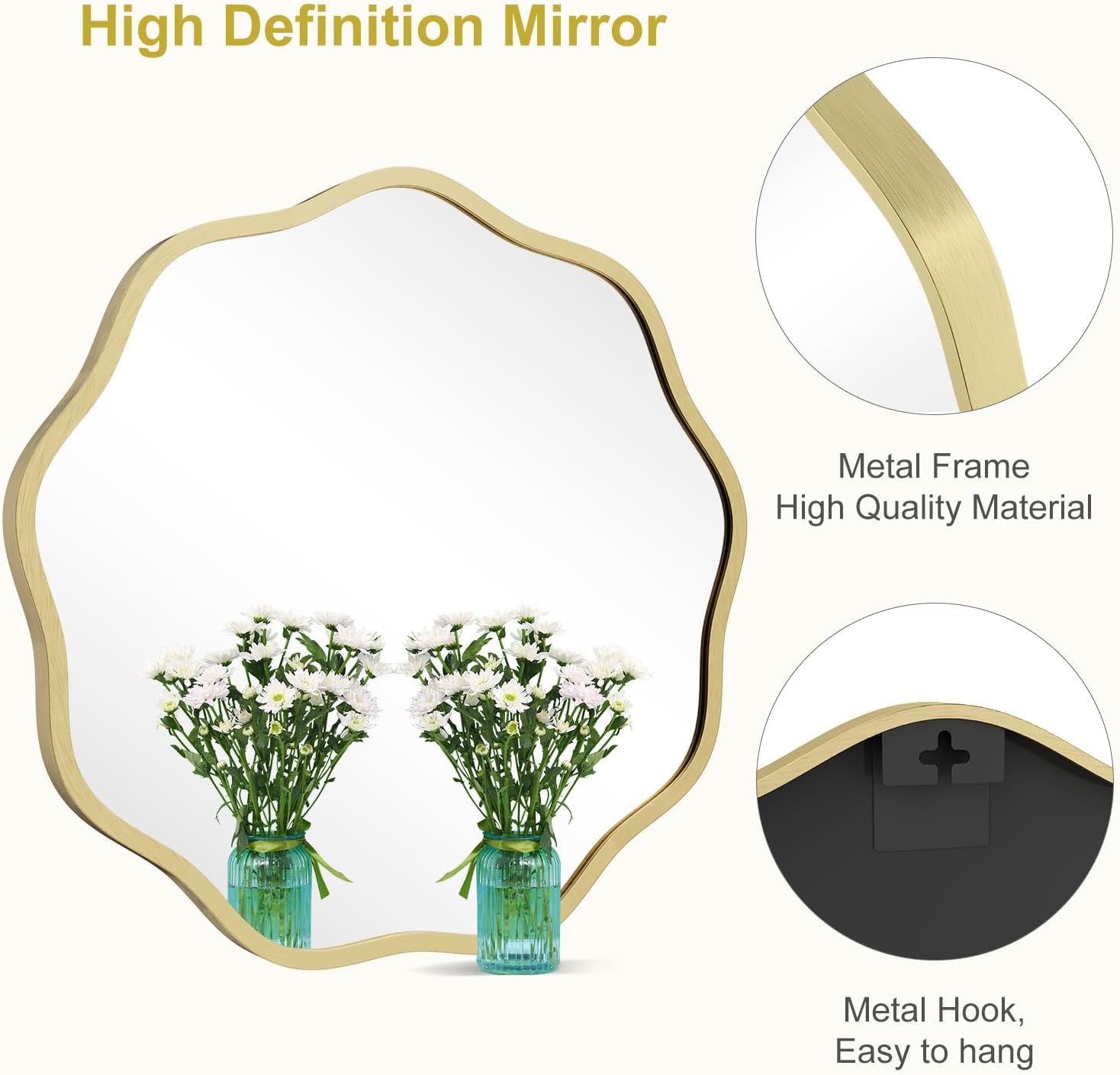 Gold Round Wall Mirror 20 Inch Decorative Home Accent