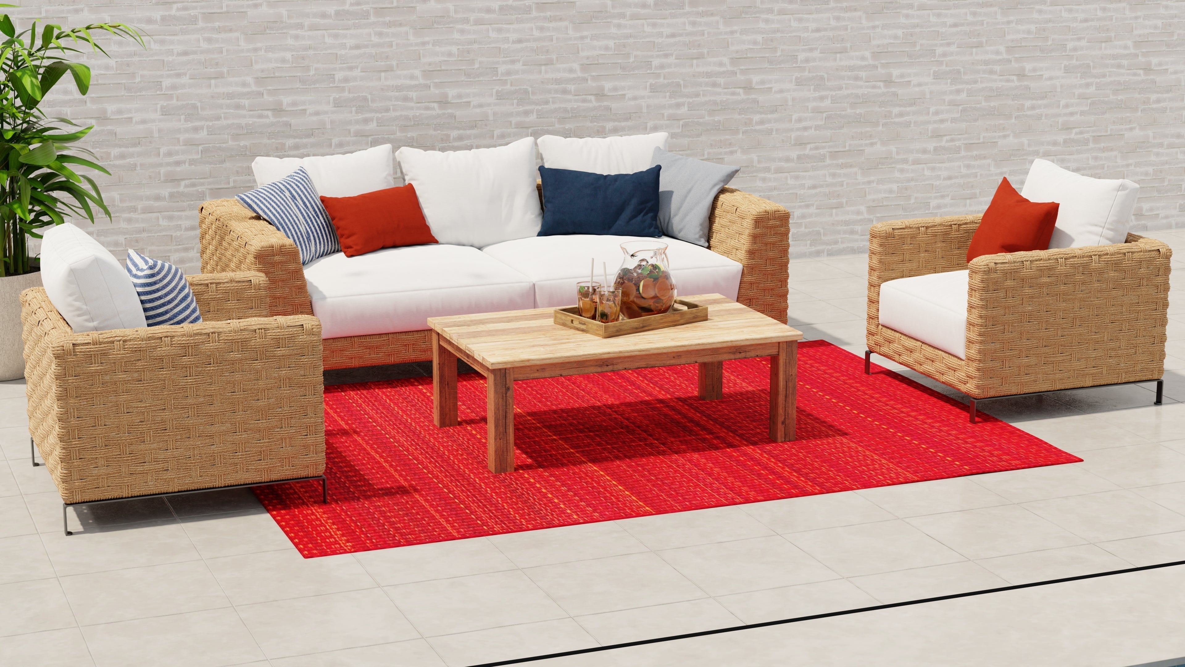 Mixed Red Outdoor Mat