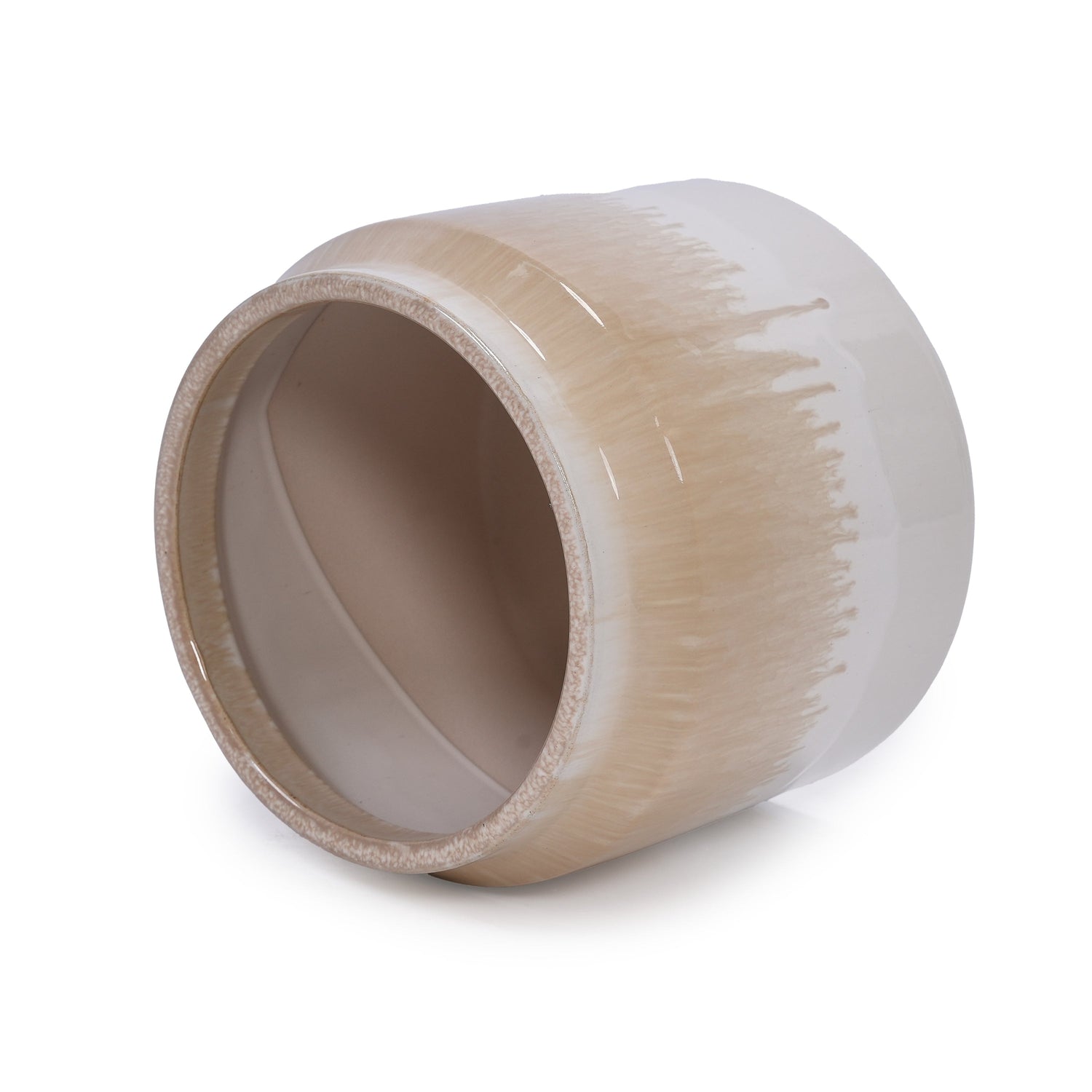 Set of 2 Gradient Ceramic Flowerpots - White/Brown
