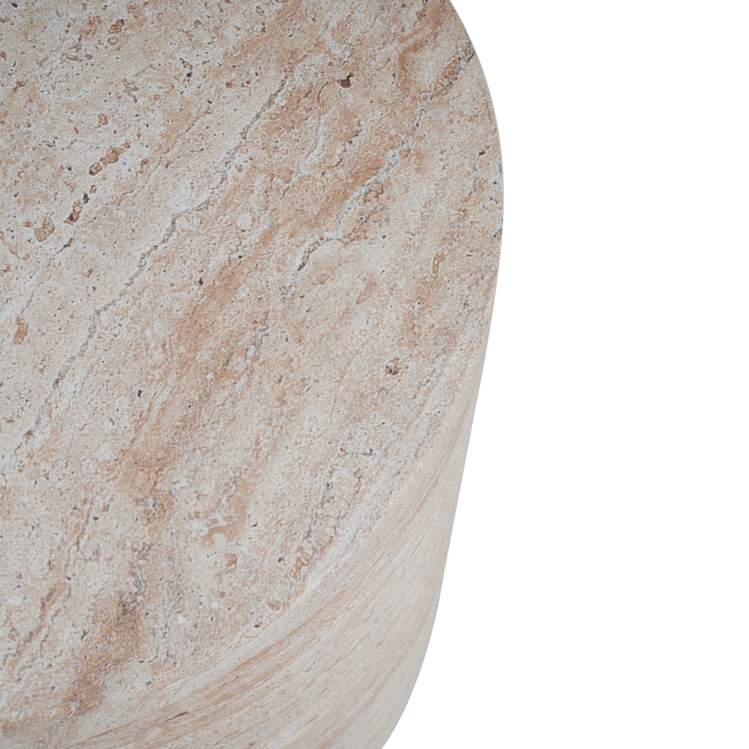 Indoor/Outdoor Concrete Side Table with Travertine Finish