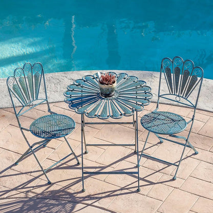 3 Piece Peacock Blue Bistro Set