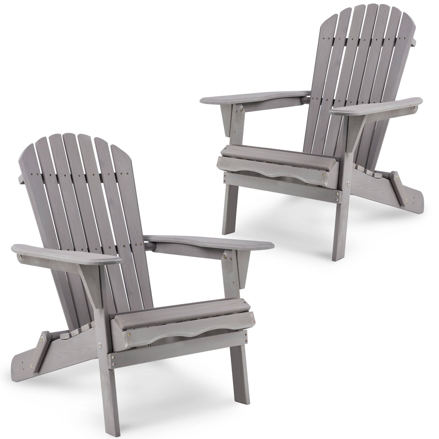 Classic Gray Cedar Wood Adirondack Chairs - Set of 2