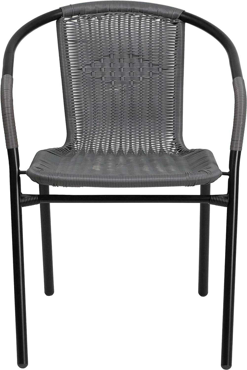 Set of 4 Modern Stackable Rattan Outdoor Dining Chairs