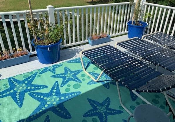 Starfish Blue &amp; Green Reversible Outdoor Mat