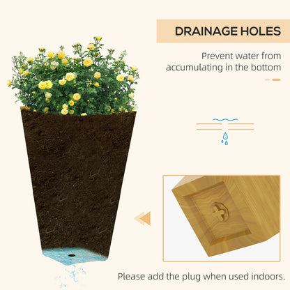 Set of 3 Outdoor Planters in Faux Wood Finish
