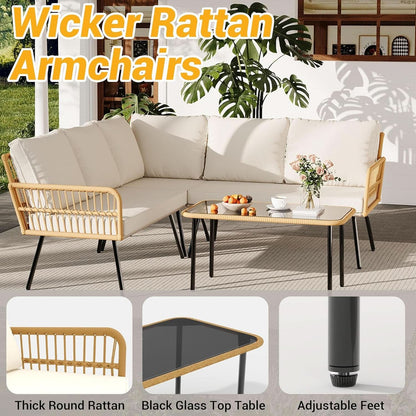 Wicker Patio Furniture Set with Cushions for Outdoors